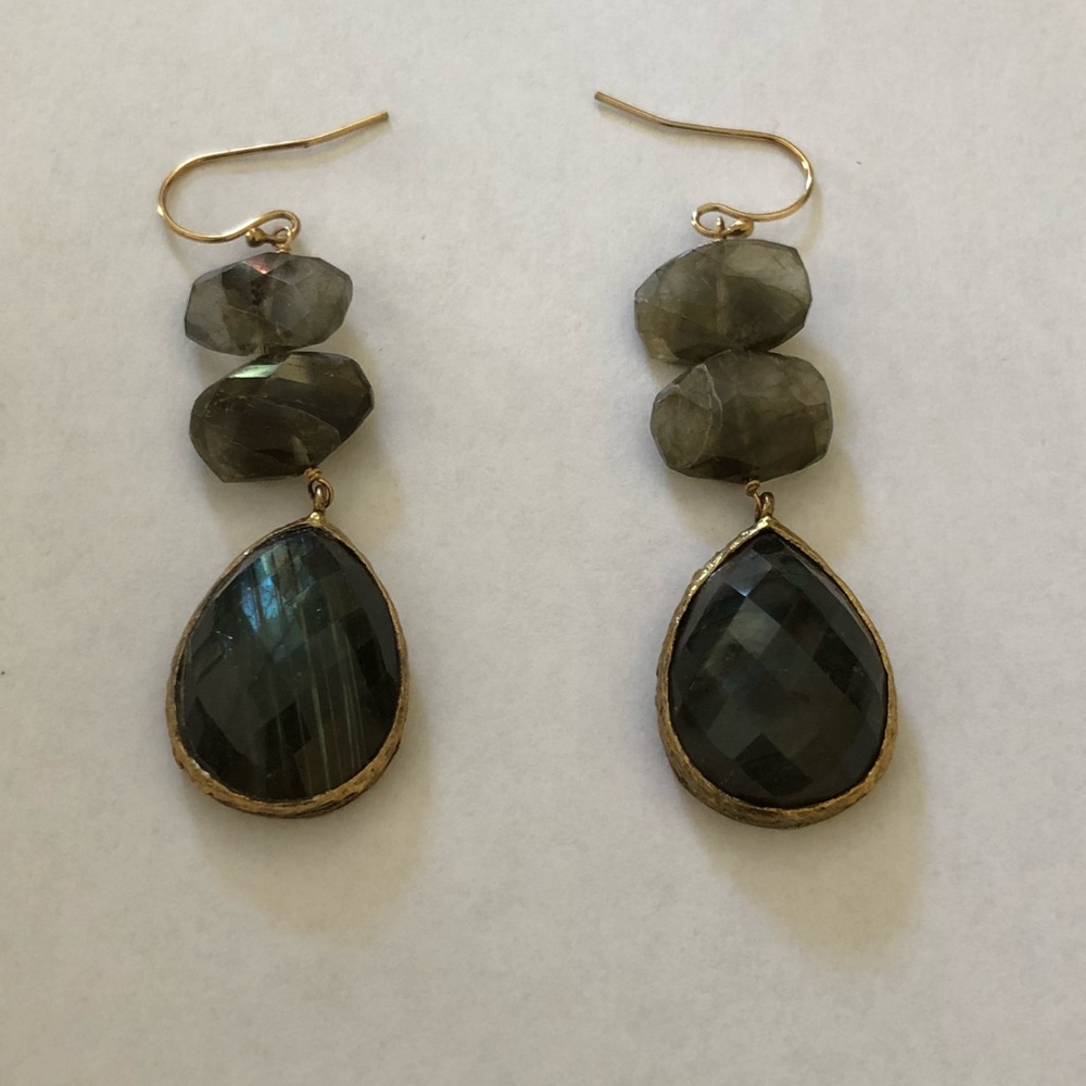 LABORADITE AND 18k Gold VERMEIL HANGING EARRINGS